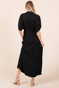 Black Surplice Maxi Dress