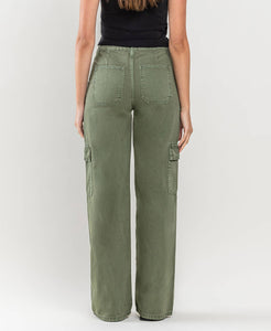 Vervet Olive High Rise Cargo Wide Leg Jeans