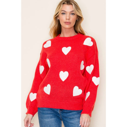 Red Heart Patch Crew Sweater