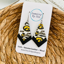 Load image into Gallery viewer, Iowa Hawkeyes Collage Double Stacked Leather Earrings