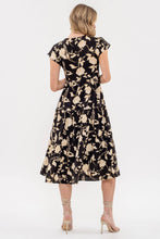 Load image into Gallery viewer, Black Floral Tiered V Neck Dress