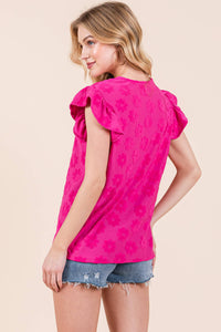 Fuchsia Ruffle Sleeve Top