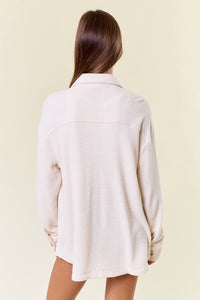 Ivory Waffle Knit Shacket