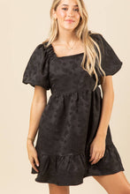 Load image into Gallery viewer, Black Sq Neck Jacquard Dress