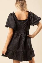 Load image into Gallery viewer, Black Sq Neck Jacquard Dress