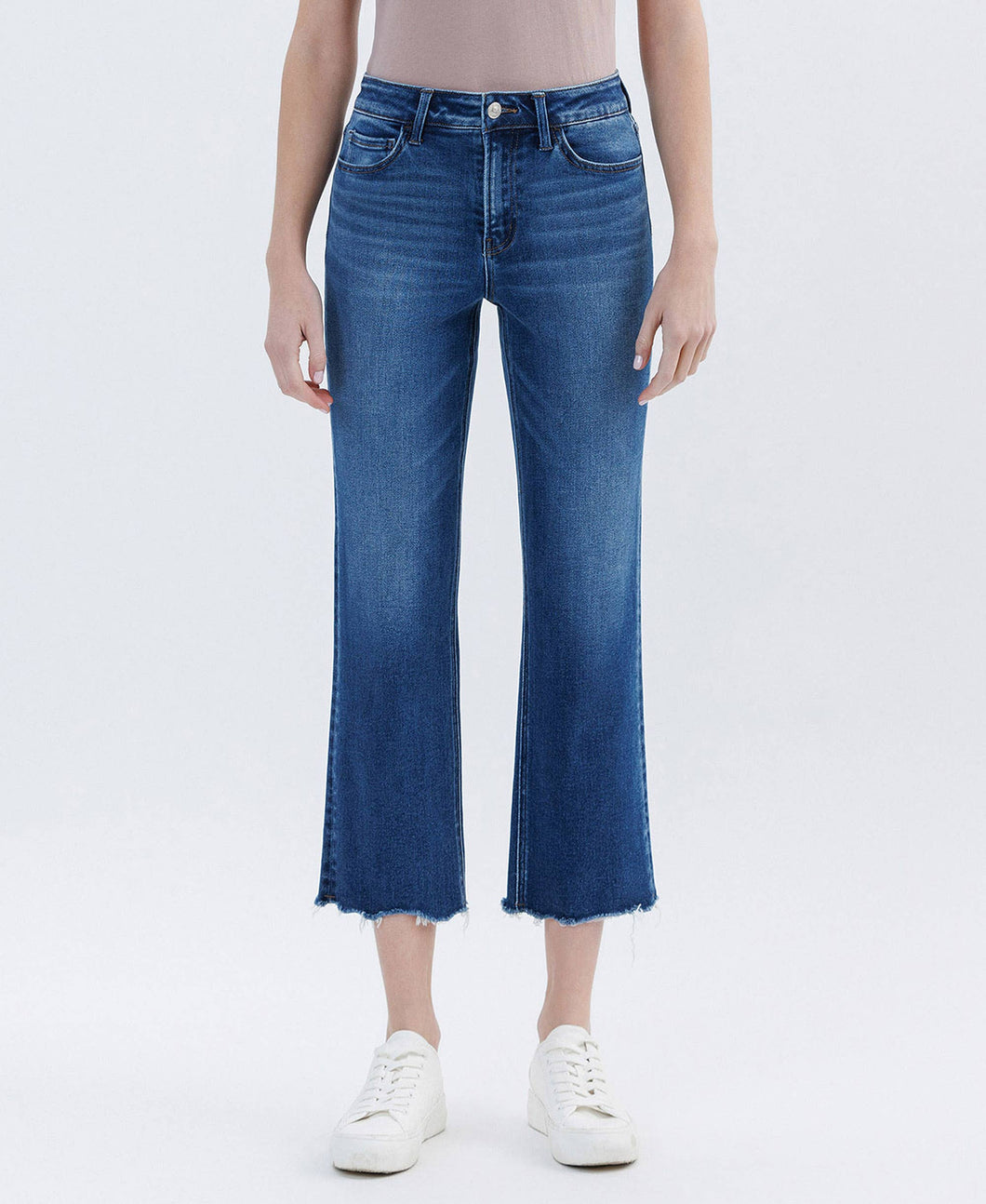 Vervet High Rise Raw Hem Straight Crop