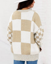 Load image into Gallery viewer, Checker Patchwork Drop Shoulder Sweater