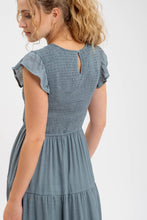 Load image into Gallery viewer, Teal Smocked Tiered Midi Dress