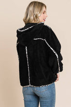 Load image into Gallery viewer, Black Sherpa Contrast Binding Jacket