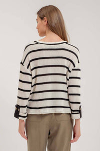 Black Stripe Cuffed Top