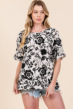 Load image into Gallery viewer, Black &amp; Taupe Floral Top