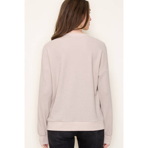 Taupe Textured Rib Banded Top