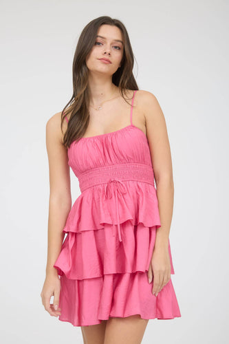 Dusty Fuchsia Ruffle Tiered Dress
