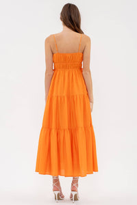 Orange Tiered Midi Dress