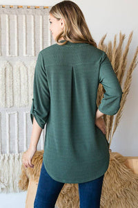 Hunter Green Mandarin Collar Top