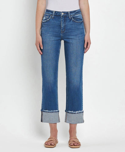 Vervet High Rise Cuffed Straight Jeans