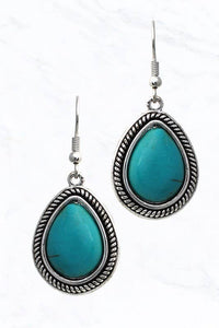 Stone Teardrop Dangle Earrings: Red