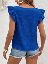 Load image into Gallery viewer, Blue Square Collar Ruffled Tank