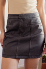 Load image into Gallery viewer, Drk Brown Washed Faux Leather Mini Skirt