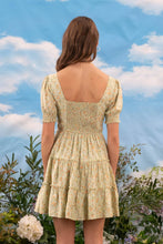 Load image into Gallery viewer, Sage Floral Sq Neck Tiered Dress