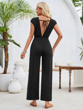 Load image into Gallery viewer, Black Twist Knot Wide Leg Jumpsuit