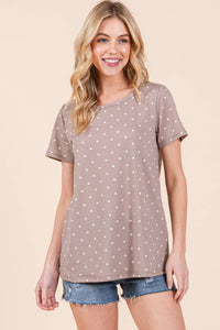 Taupe Polka Dot Top