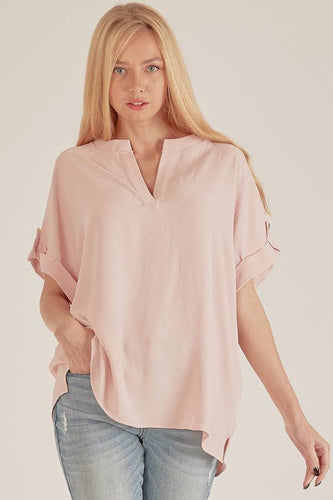 Blush Button Sleeve Top