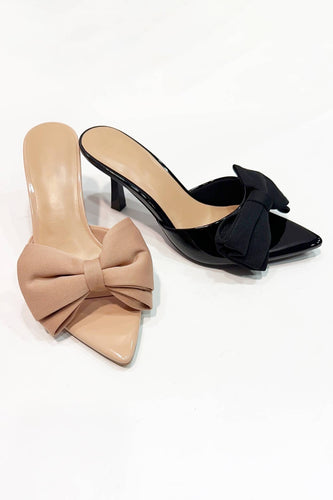 Black Satin Bow Heel