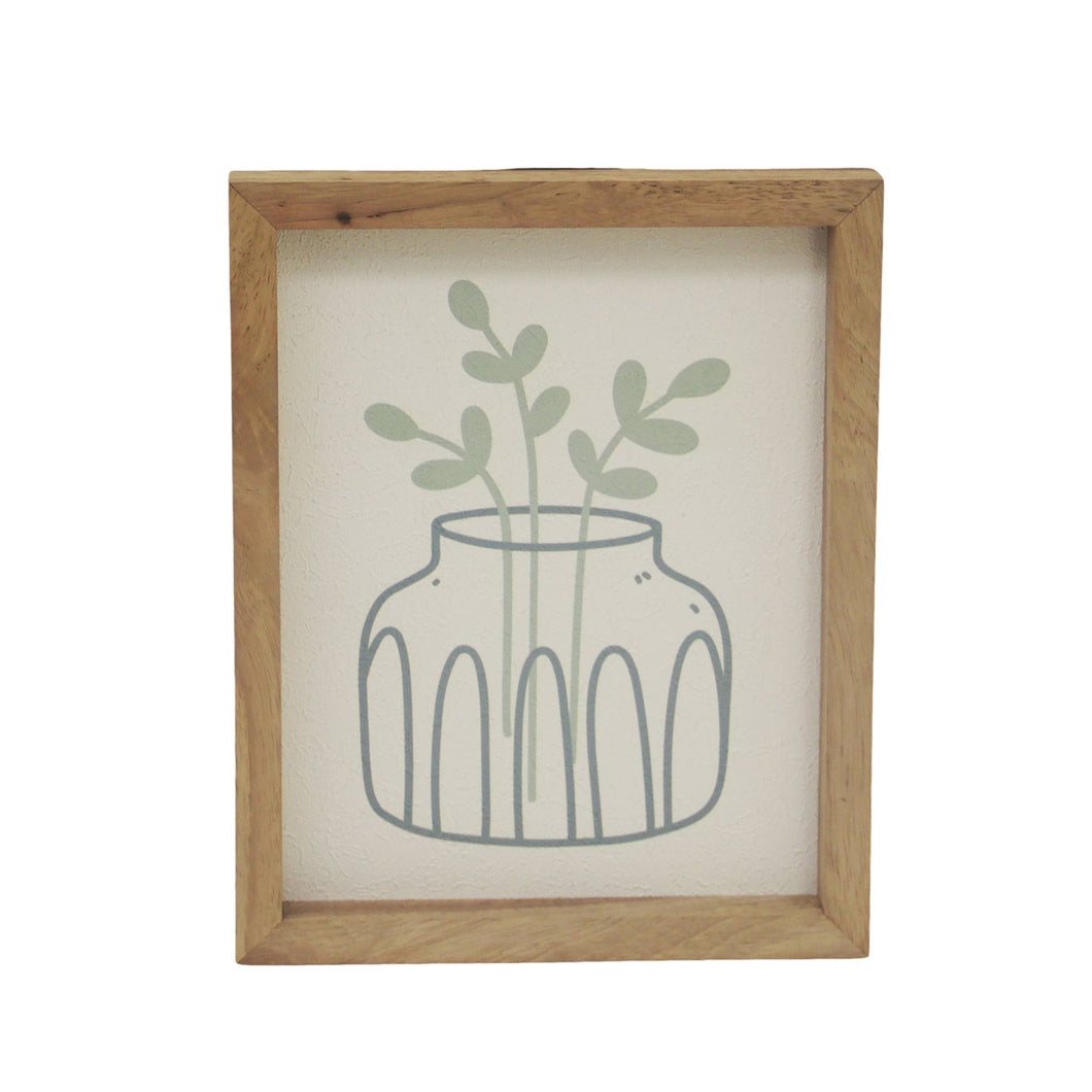 White Pot and Flower Sign