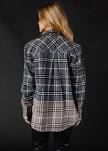 Load image into Gallery viewer, Gray, Black &amp; White Plaid Flannel