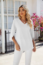 Load image into Gallery viewer, White V Neck Open Sleeve Top