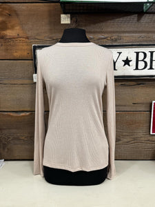 Crew Neck Long Sleeve Basic Ribbed Top