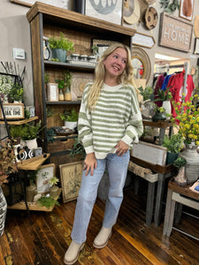 Olive Mixed Stripe Sweater