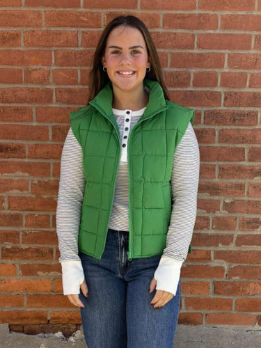 Kelly Green Puffer Vest