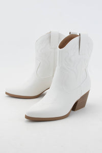 White Blazing Embroidered Ankle Boot