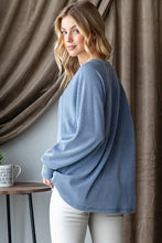 Load image into Gallery viewer, Blue Long Puff Sleeve Top