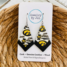 Load image into Gallery viewer, Iowa Hawkeyes Collage Double Stacked Leather Earrings