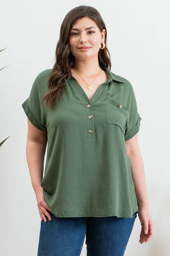 Dark Olive Button Down Shirt