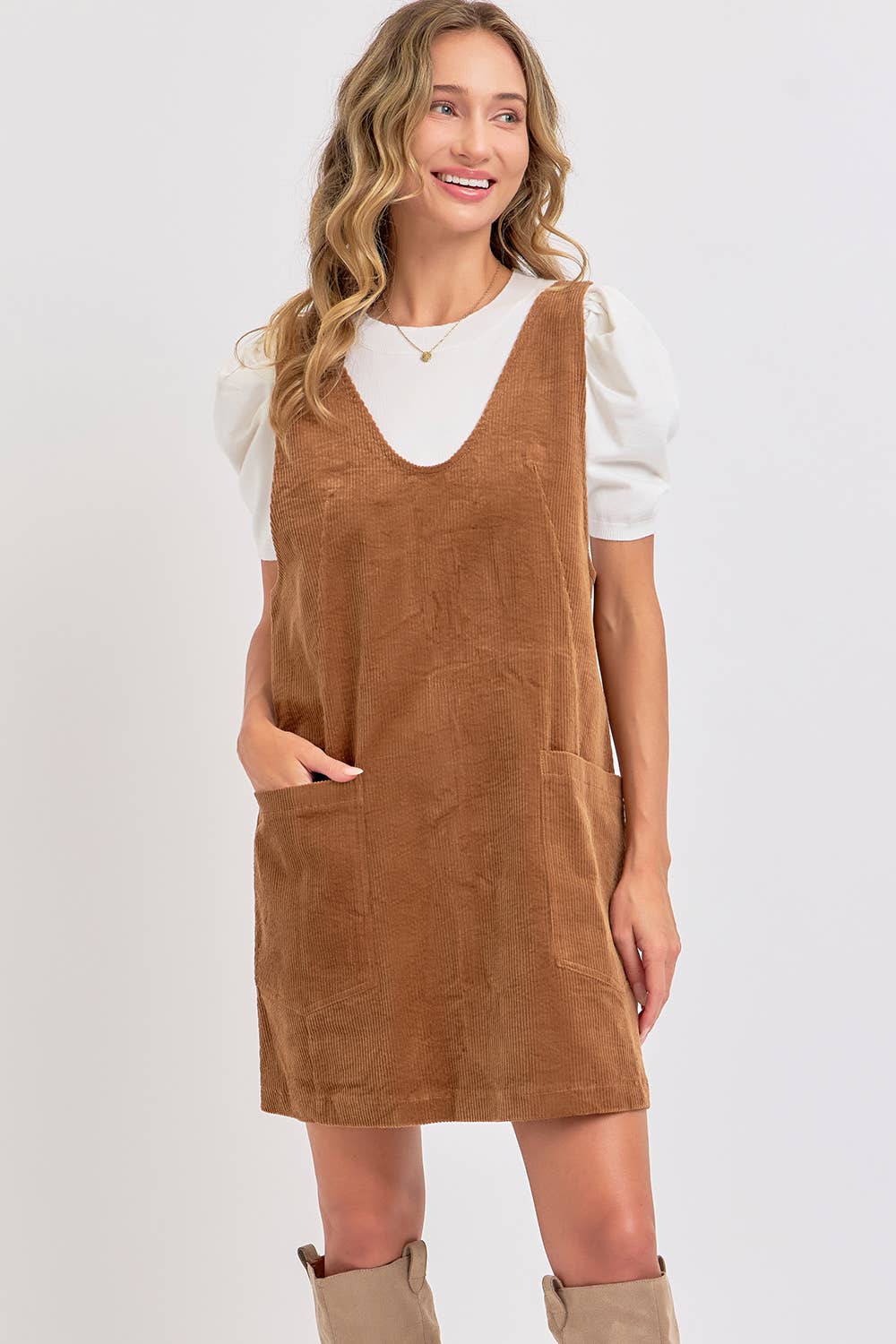 Camel Casual Corduroy Dress