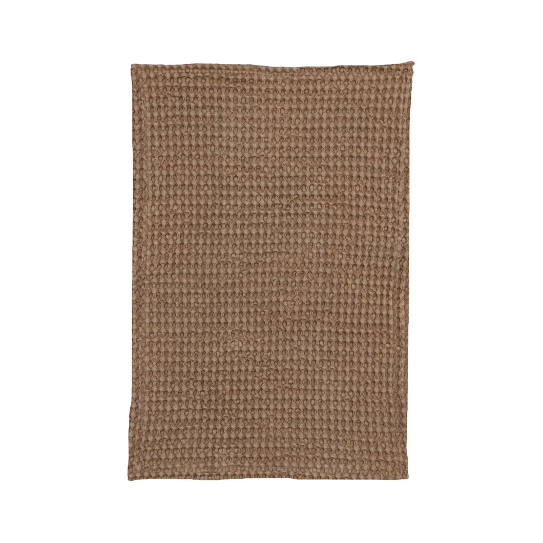 Camel Stonewashed Cotton Waffle Towel