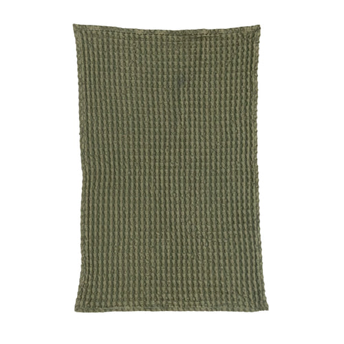 Green Stonewashed Cotton Waffle Towel