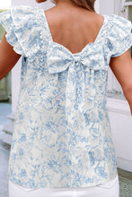 Load image into Gallery viewer, Blue Floral Bow Back Top