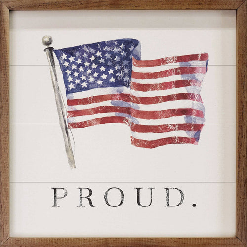 Proud American Flag White: 4 x 4 x 1