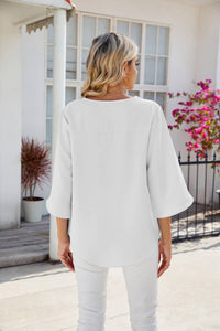 White V Neck Open Sleeve Top