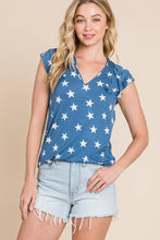 Load image into Gallery viewer, Blue Star Ruffle Trim Top