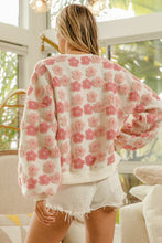 Load image into Gallery viewer, Pink Sherpa Floral Jacquard Pullover