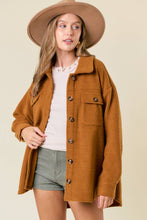 Load image into Gallery viewer, Camel Fleece Button Down Shacket