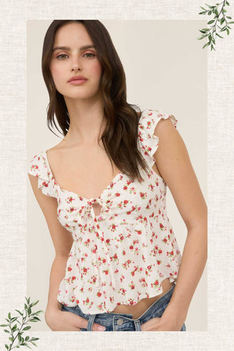 Off White Floral Crop Top