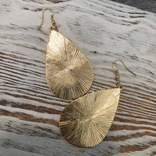 Load image into Gallery viewer, Black and White Geometric Print Leather Hanging Gold Earring