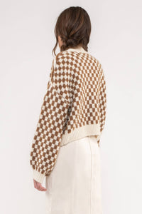 Brown Stripe & Checkered Cardigan